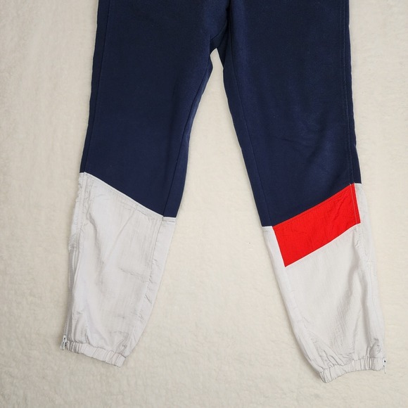 Champion Mens Small Colorblock Fleece Nylon Jogger Sweatpants Navy White Red - Picture 5 of 14